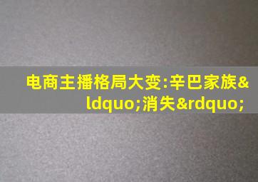 电商主播格局大变:辛巴家族“消失”