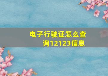 电子行驶证怎么查询12123信息