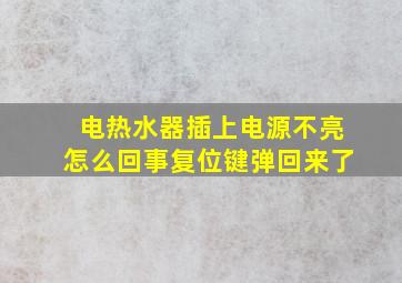 电热水器插上电源不亮怎么回事复位键弹回来了