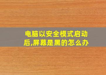 电脑以安全模式启动后,屏幕是黑的怎么办