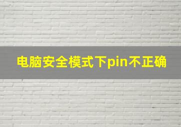 电脑安全模式下pin不正确