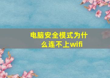 电脑安全模式为什么连不上wifi