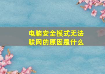 电脑安全模式无法联网的原因是什么