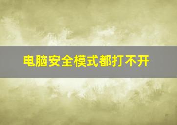 电脑安全模式都打不开