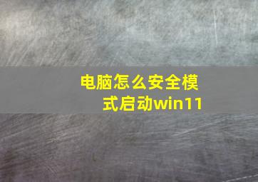 电脑怎么安全模式启动win11