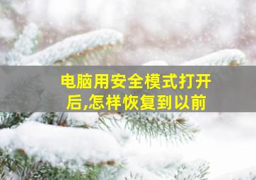 电脑用安全模式打开后,怎样恢复到以前