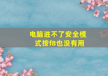 电脑进不了安全模式按f8也没有用