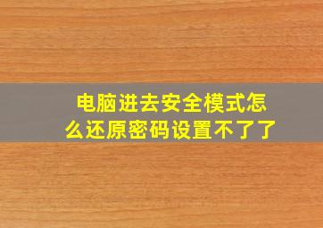 电脑进去安全模式怎么还原密码设置不了了