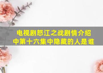 电视剧怒江之战剧情介绍中第十六集中隐藏的人是谁