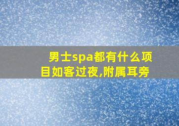 男士spa都有什么项目如客过夜,附属耳旁