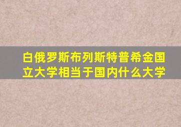 白俄罗斯布列斯特普希金国立大学相当于国内什么大学