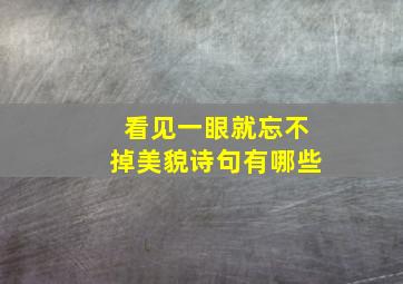 看见一眼就忘不掉美貌诗句有哪些