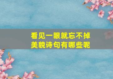 看见一眼就忘不掉美貌诗句有哪些呢