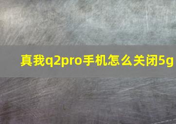 真我q2pro手机怎么关闭5g