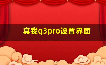 真我q3pro设置界面