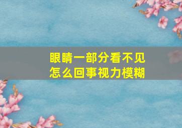 眼睛一部分看不见怎么回事视力模糊