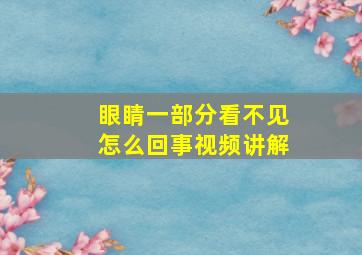 眼睛一部分看不见怎么回事视频讲解