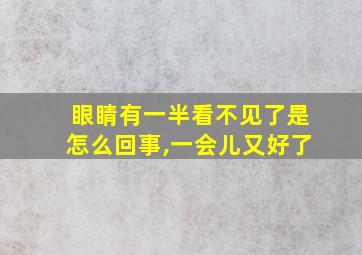 眼睛有一半看不见了是怎么回事,一会儿又好了