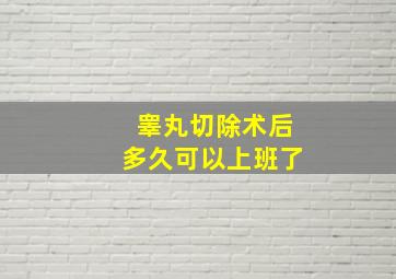 睾丸切除术后多久可以上班了