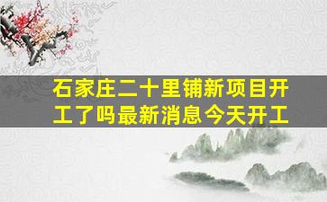 石家庄二十里铺新项目开工了吗最新消息今天开工