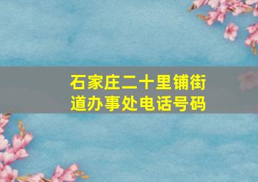 石家庄二十里铺街道办事处电话号码