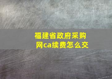 福建省政府采购网ca续费怎么交