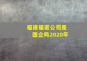 福建福诺公司是国企吗2020年