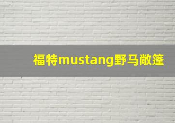 福特mustang野马敞篷