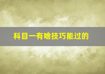 科目一有啥技巧能过的