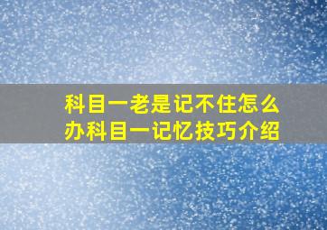 科目一老是记不住怎么办科目一记忆技巧介绍