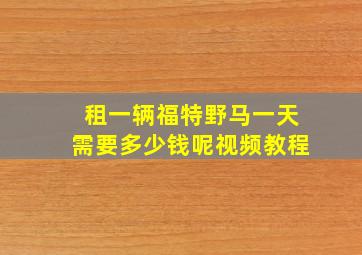 租一辆福特野马一天需要多少钱呢视频教程