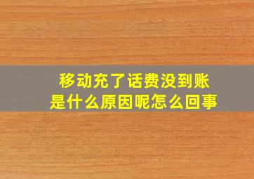 移动充了话费没到账是什么原因呢怎么回事