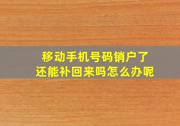 移动手机号码销户了还能补回来吗怎么办呢