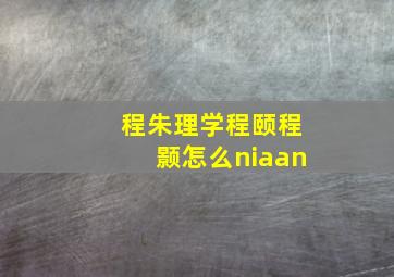 程朱理学程颐程颢怎么niaan