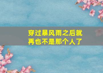 穿过暴风雨之后就再也不是那个人了