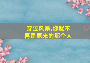 穿过风暴,你就不再是原来的那个人