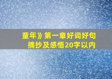 童年》第一章好词好句摘抄及感悟20字以内