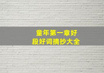 童年第一章好段好词摘抄大全