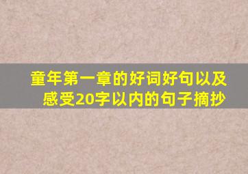 童年第一章的好词好句以及感受20字以内的句子摘抄