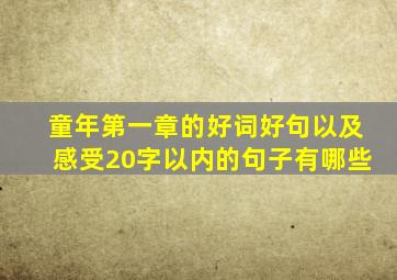 童年第一章的好词好句以及感受20字以内的句子有哪些