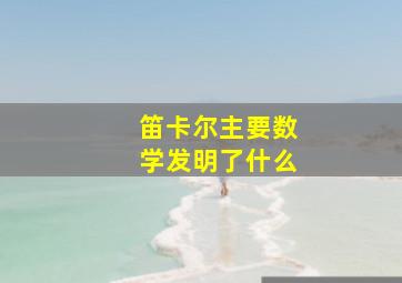 笛卡尔主要数学发明了什么