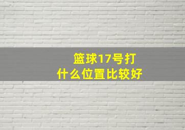 篮球17号打什么位置比较好