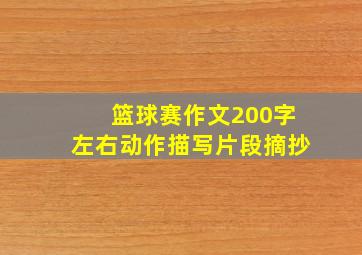 篮球赛作文200字左右动作描写片段摘抄