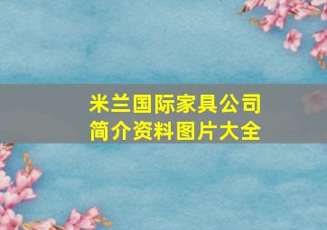 米兰国际家具公司简介资料图片大全