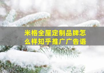 米格全屋定制品牌怎么样知乎推广广告语