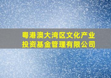 粤港澳大湾区文化产业投资基金管理有限公司