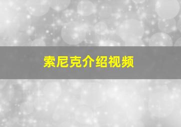 索尼克介绍视频