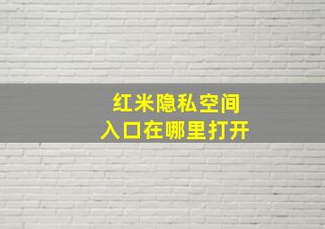 红米隐私空间入口在哪里打开