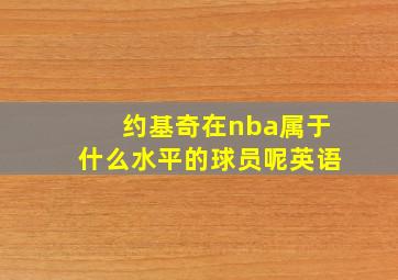 约基奇在nba属于什么水平的球员呢英语