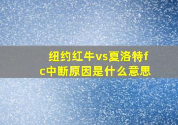 纽约红牛vs夏洛特fc中断原因是什么意思